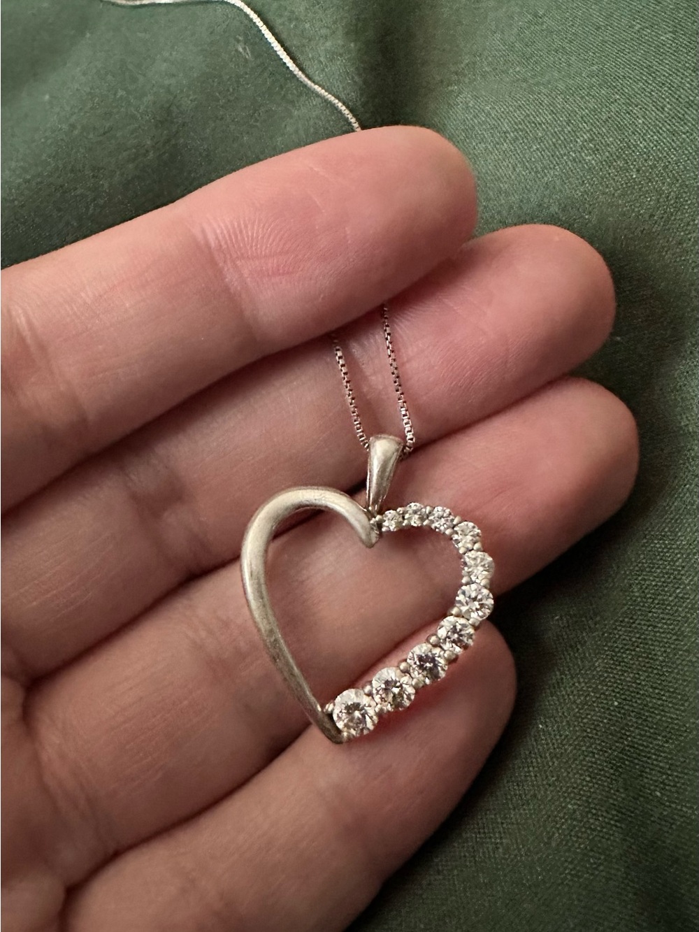 Sterling Silver Heng Ngai Heart Pendant Necklace with Cubic Zirconia Accents